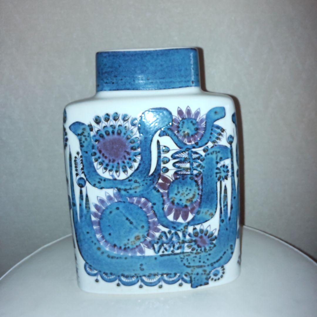 デンマーク製 ロイヤルコペンハーゲン青紫装飾 陶器花瓶 Royal copenhagen （ロイヤルコペンハーゲン） Baca （バッカ） vase