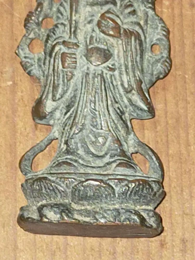 ♥とても古い 銅製 仏像 虚空蔵菩薩 十体 木箱付き 観音像 観音様 骨董