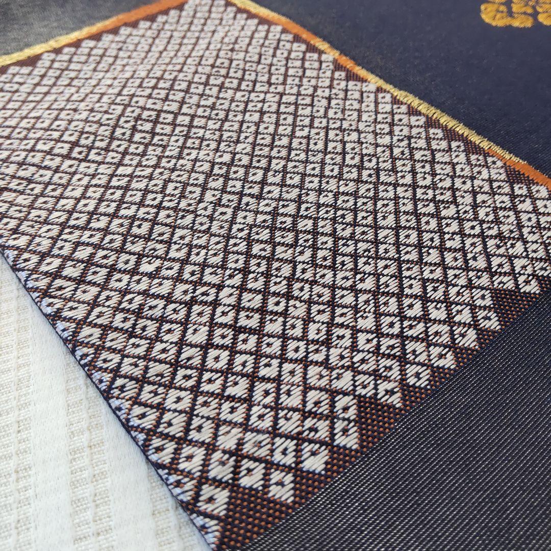 洒落袋帯】一目惚れ級！黒地引箔×鹿子市松□天井鹿子文/粋モダン/