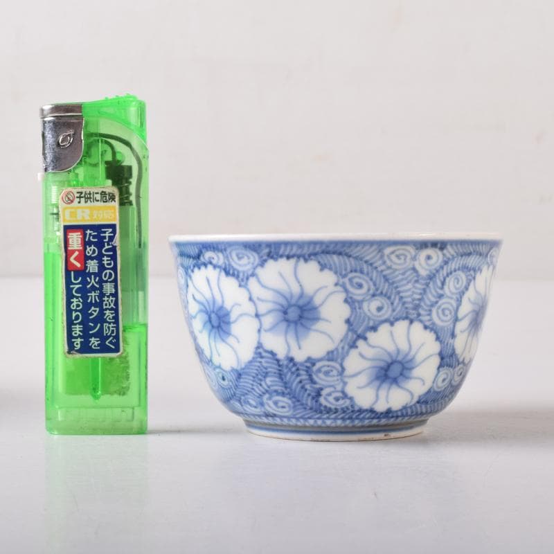 伊万里焼　古伊万里　富貴長春　染付花文　煎茶碗　四客　7685