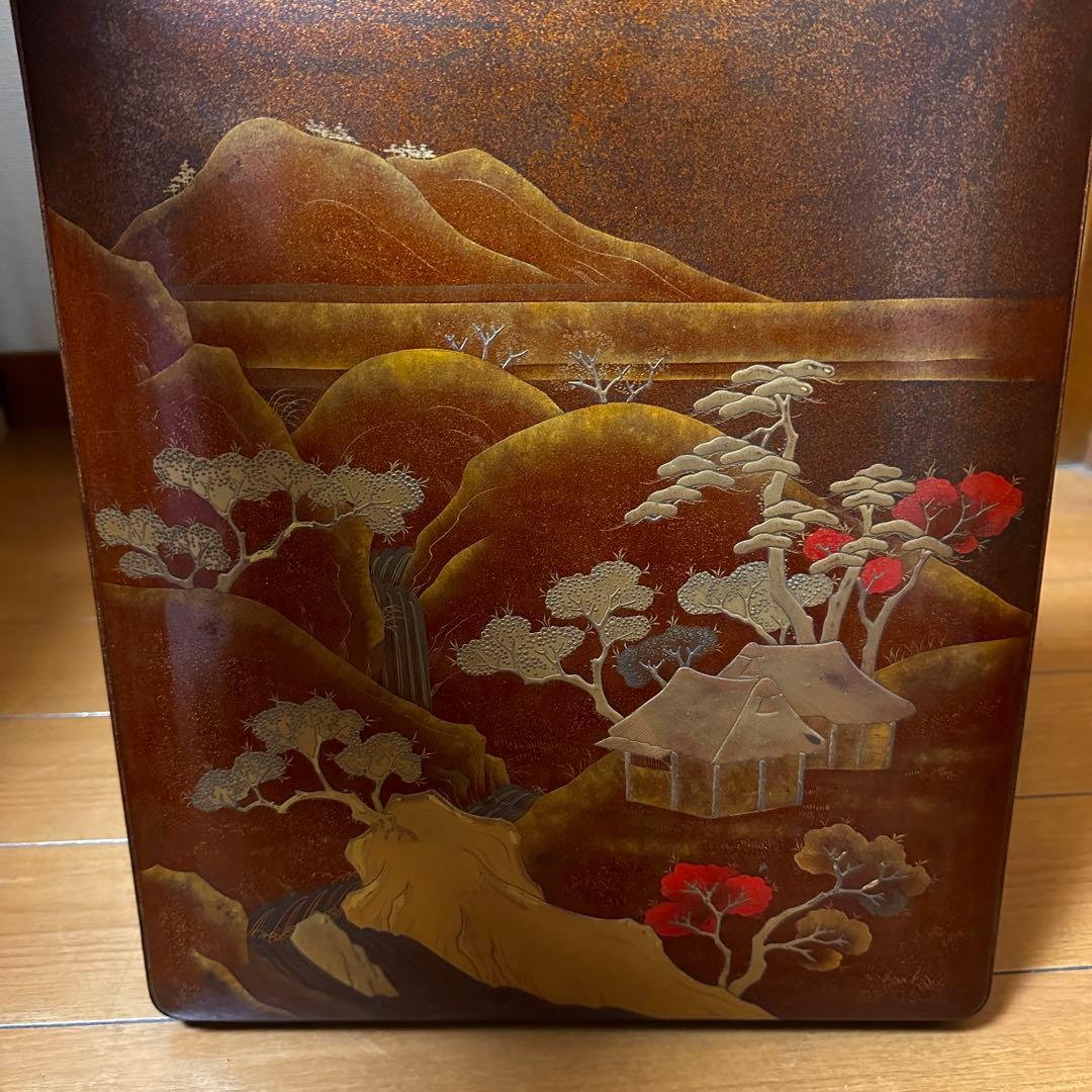 金蒔絵吉野山図硯箱 明治時代-19世紀頃 硯 水滴 双鹿 内梨子地漆器