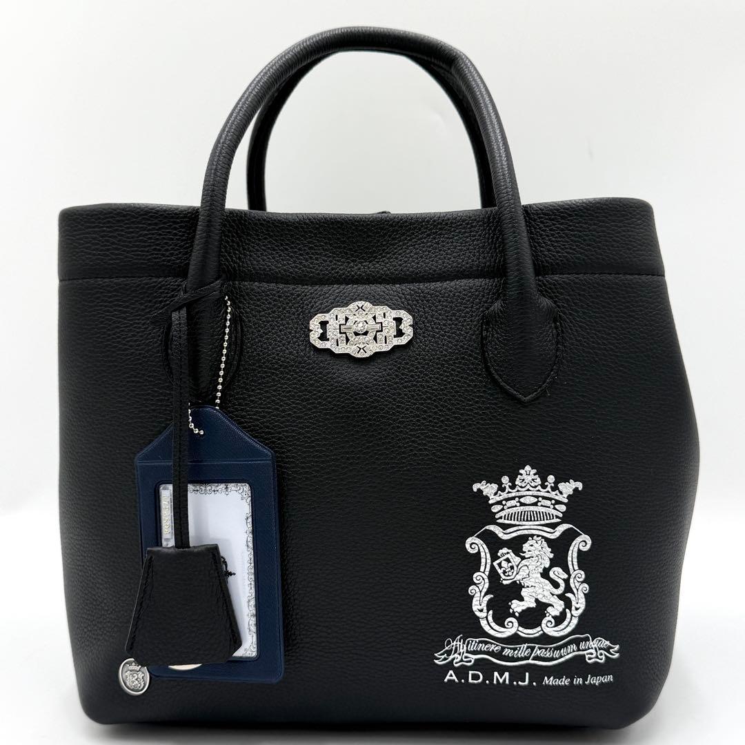 【極美品】ADMJ トートバッグ アールデコモティーフ スパニッシュ ブラック