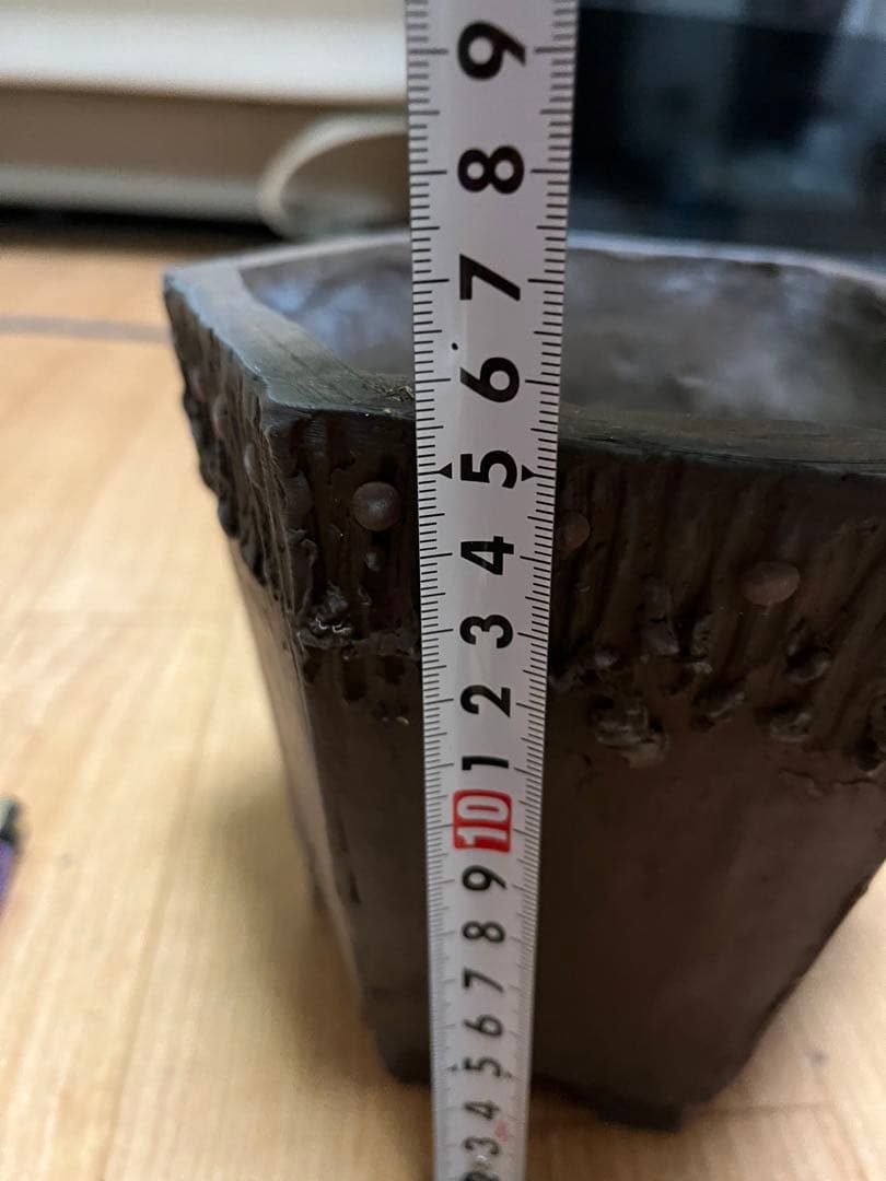 盆栽鉢 泥鉢 ヴィンテージ1点物 六角鉢 土目しっとり手触り抜群 重量