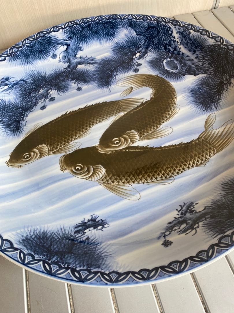 神右衛門 飾り皿 染付 鯉絵 古伊万里絵 大皿 伝統工芸 - メルカリ