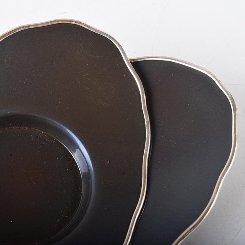 茶道具 静和堂 金谷五良三郎作 銅小判銀覆輪 茶托 五客 共布共箱