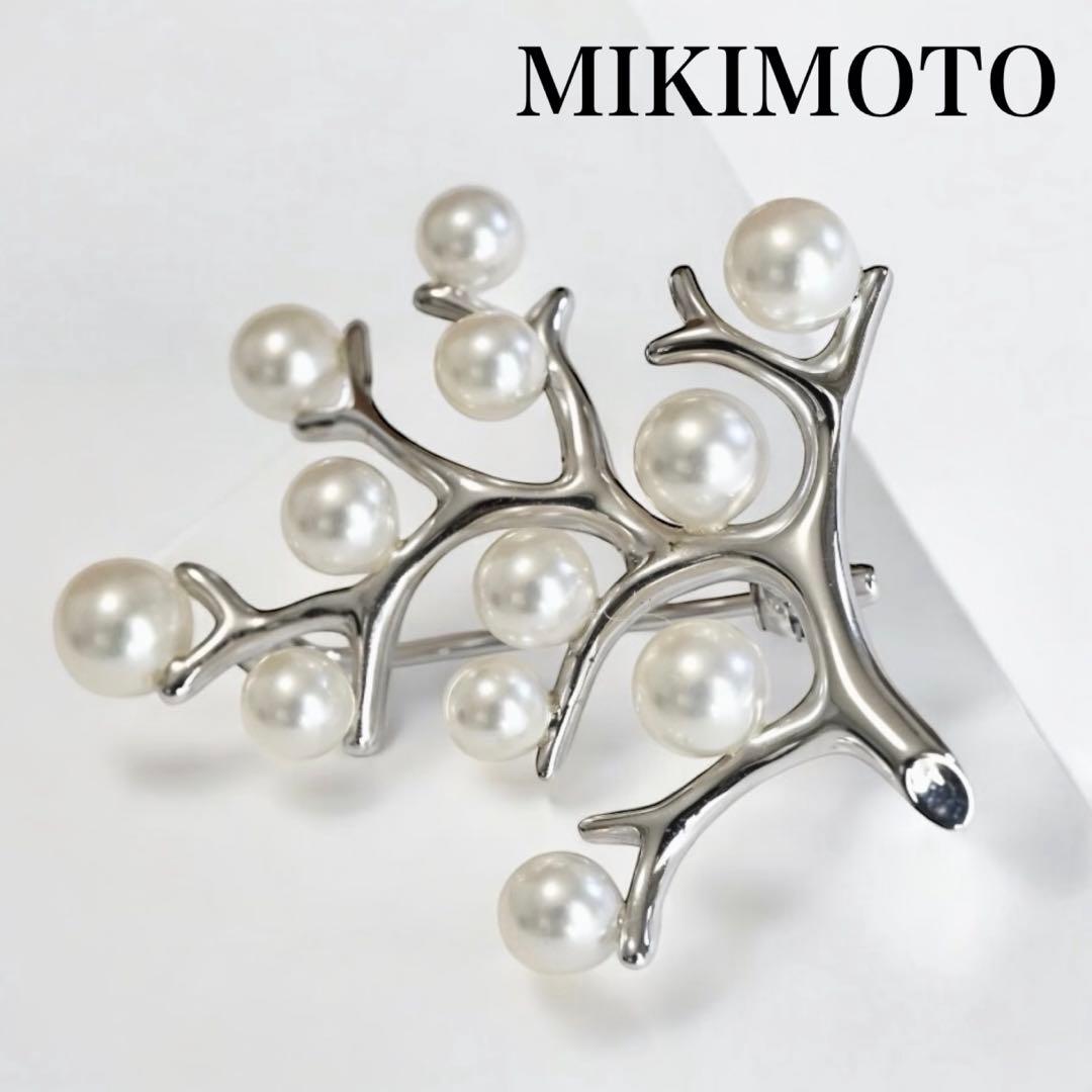 未使用】ミキモト 幸福の木 アコヤ 本真珠 パール ブローチ コサージュ