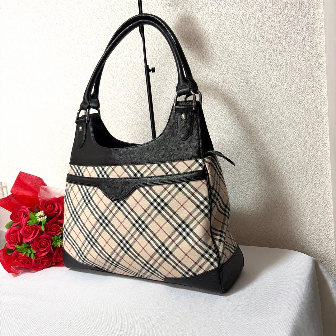 美品♡ BURBERRY バーバリー ノバチェック×レザー ハンドバッグ