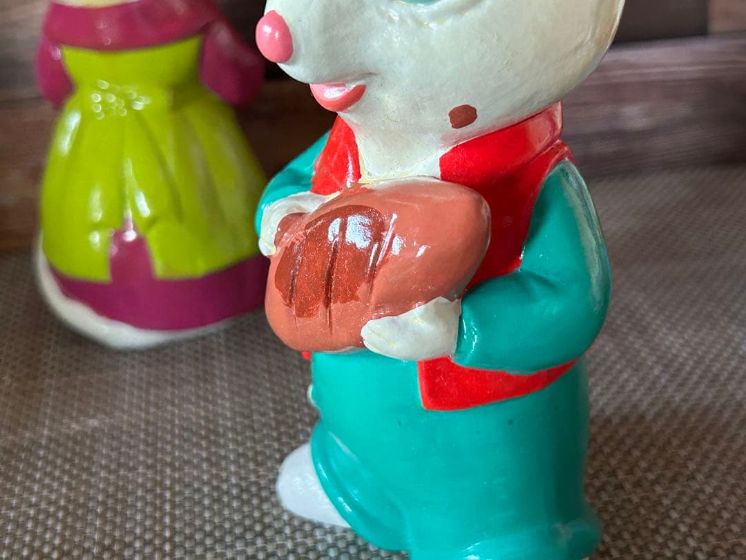 値下げ⭐️当時物 昭和レトロ 陶器人形】ねずみの親子