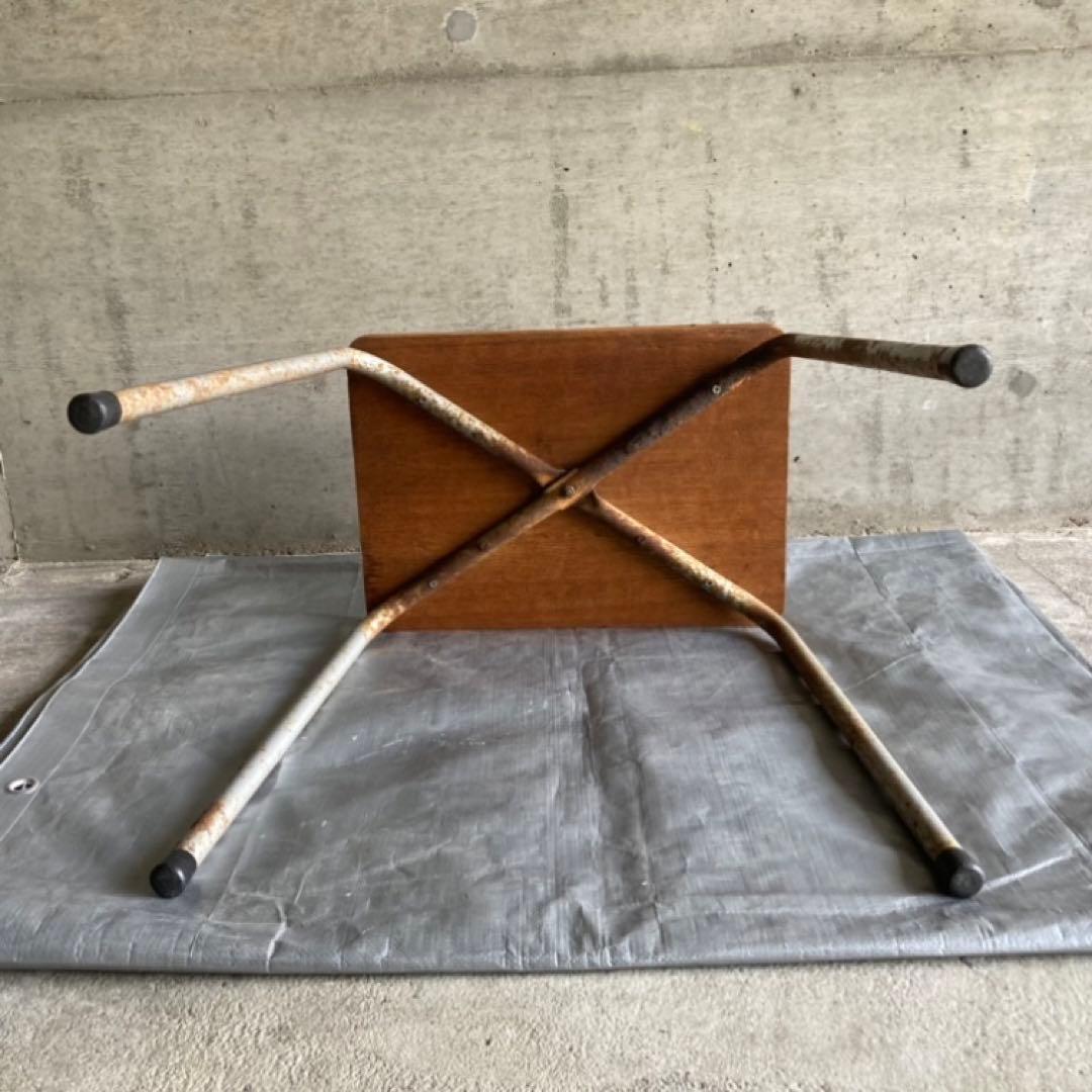 古いスツール チェア 椅子 サイドテーブル 置物台 木製 鉄製 アイアン レトロ