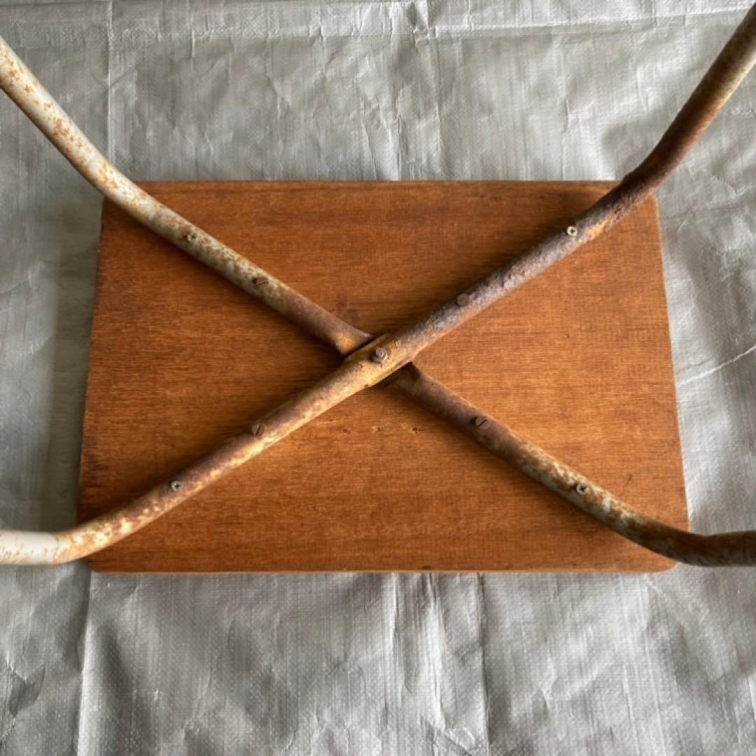 古いスツール チェア 椅子 サイドテーブル 置物台 木製 鉄製 アイアン レトロ