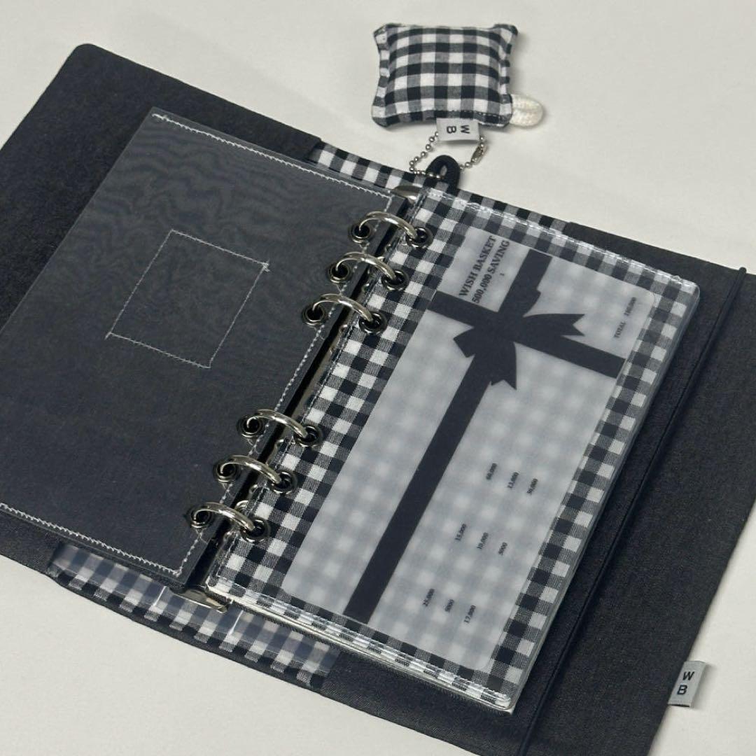 韓国 貯金 バインダー カバー A6 ブラック 黒 QGW6530261013