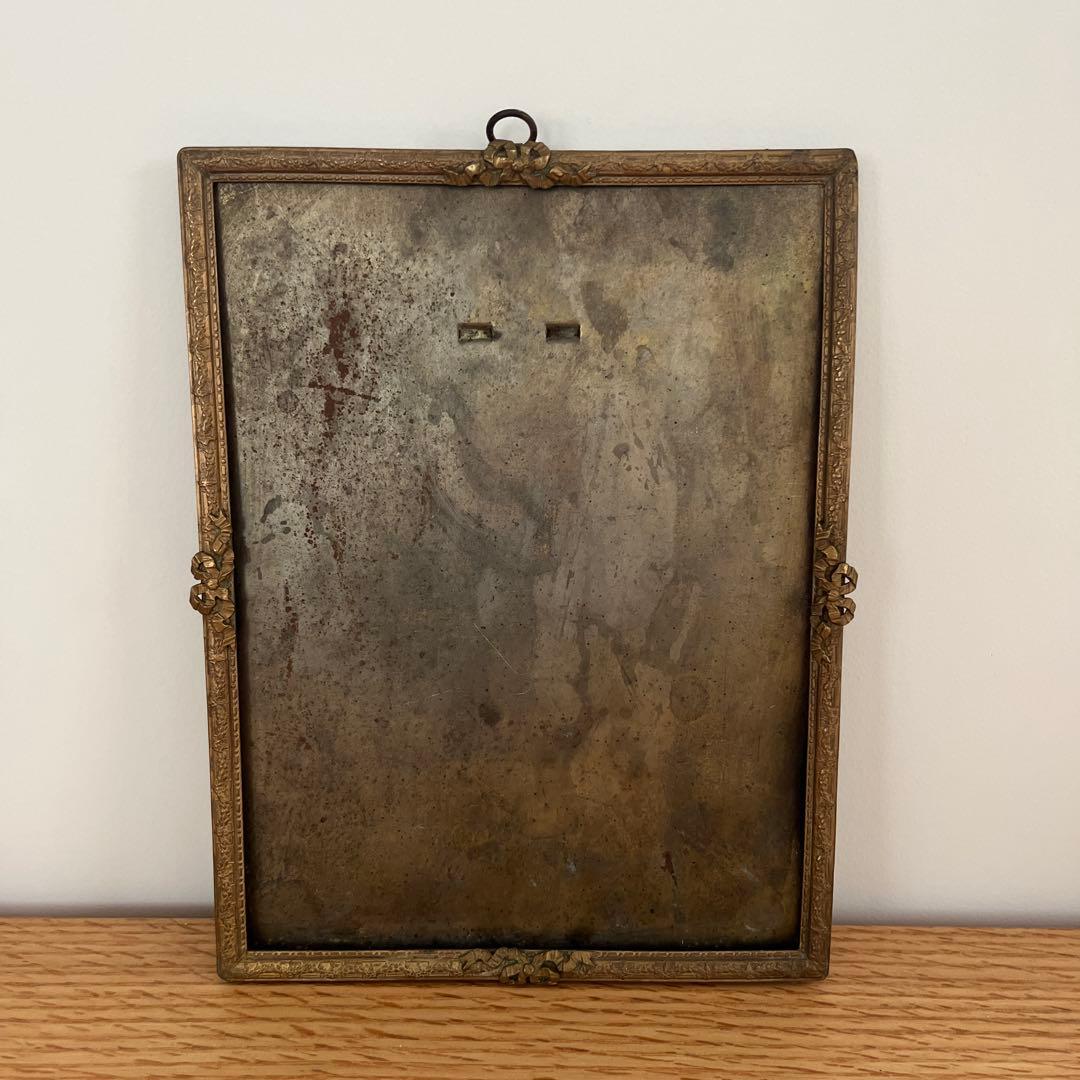 19世紀 フランスアンティーク 真鍮製 フォトフレーム 額縁 リボンモチーフ