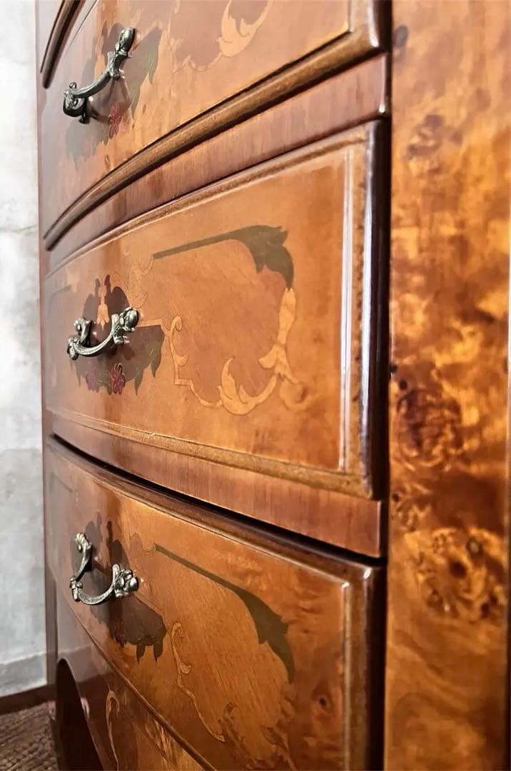 イタリア製・木象嵌・5段チェスト / 美しい仕上げ・ビンテージ