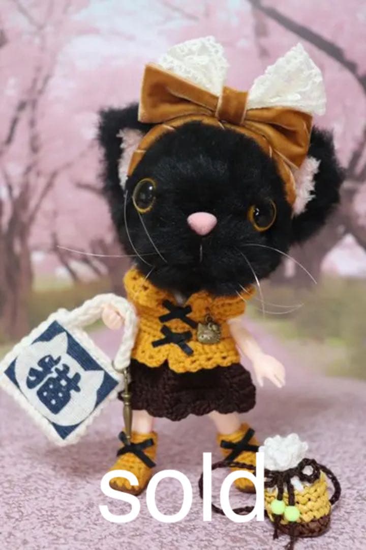 創作ドール 可動ボディ 黒猫ちゃん 人形 アートドール ブライス 友達