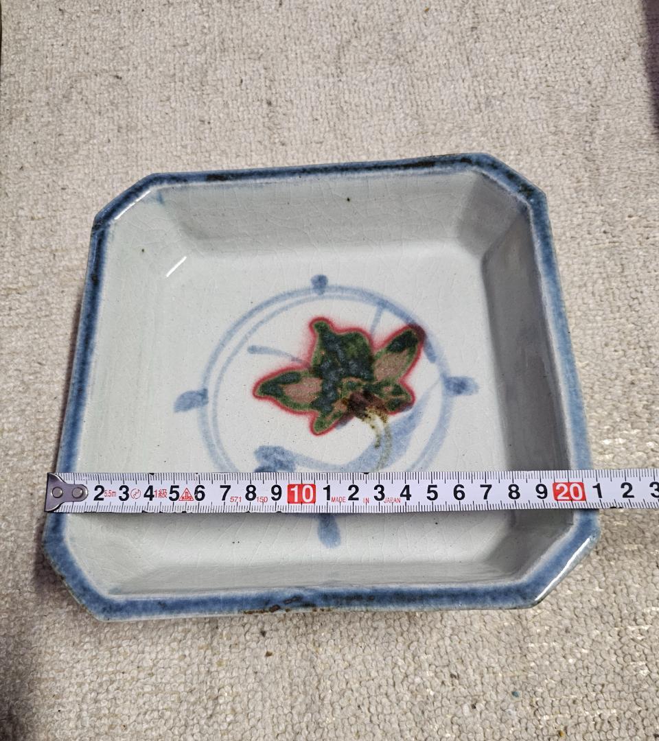 民藝 河井寛次郎？ 呉須百合辰砂角鉢 未鑑定品