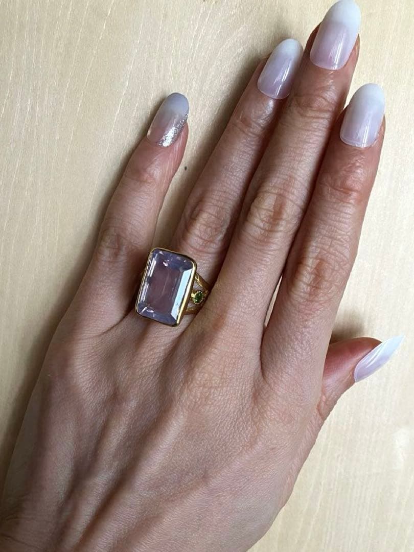 【超希少】26ct ラベンダークオーツリング指輪シルバーK18金ゴールド匿名配送