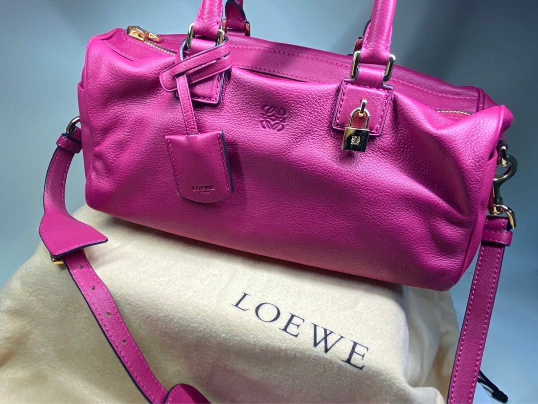 LOEWE ロエベ ハンドバッグ アメ レザー ピンクパープル