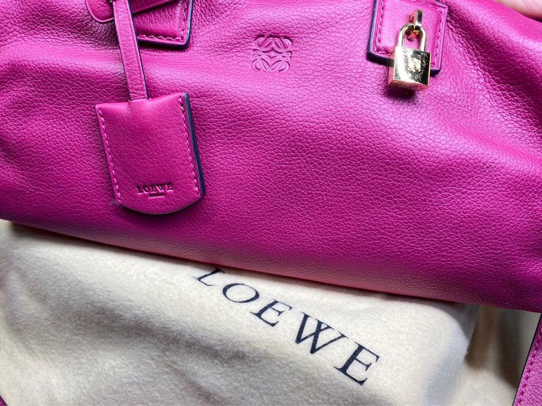 LOEWE ロエベ ハンドバッグ アメ レザー ピンクパープル