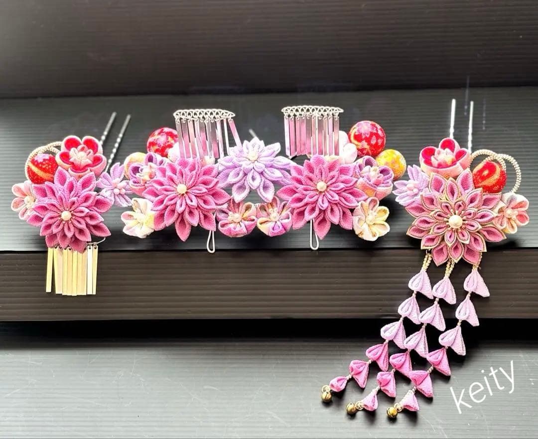 テリィさま専用 七五三髪飾りセット薄藤色 ×桜色7-29