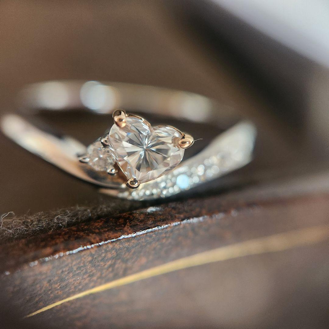 pt900 K18 ハートシェイプダイヤモンドリング