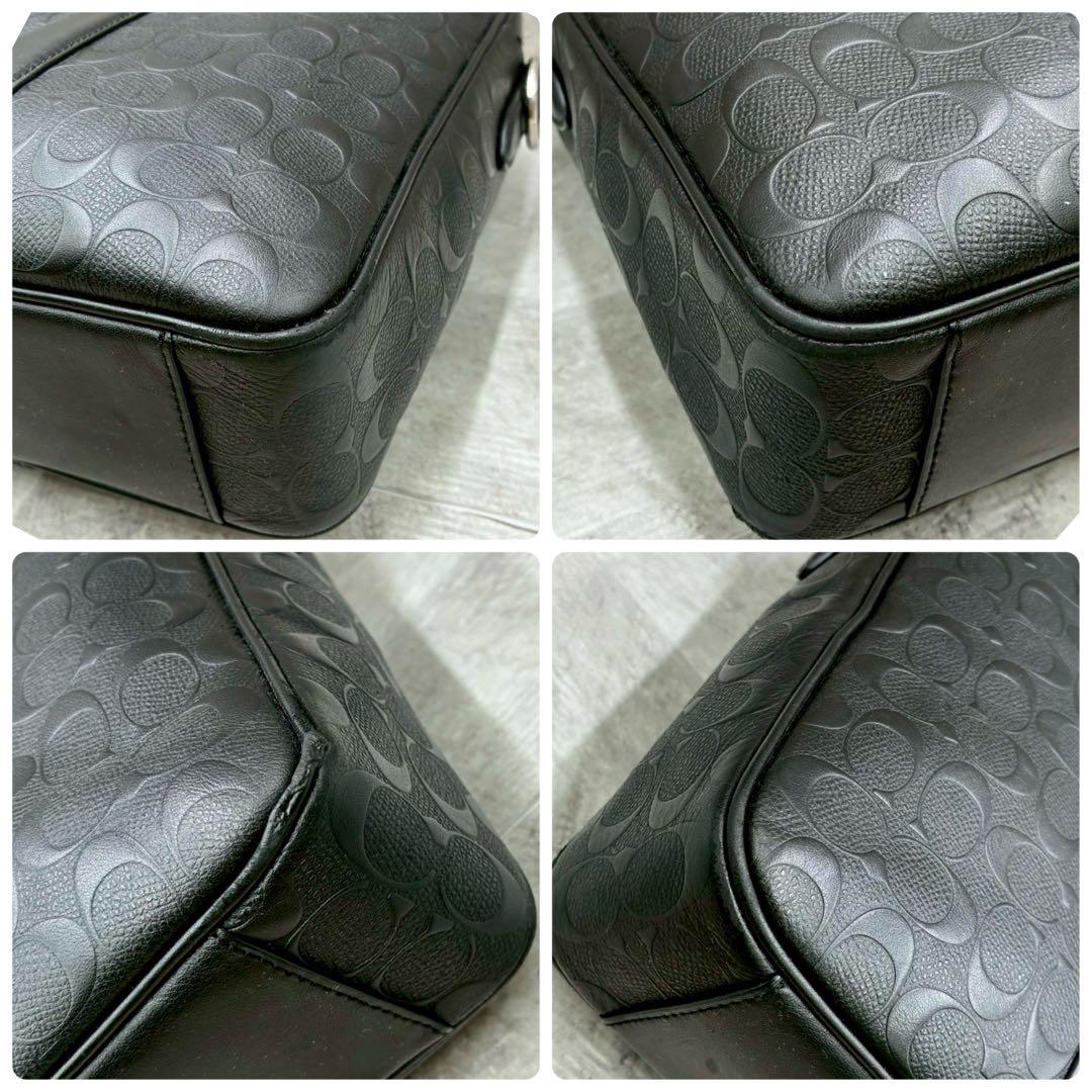 美品 コーチ 2way エンボス シグネチャー ビジネスバッグ ブリーフケース