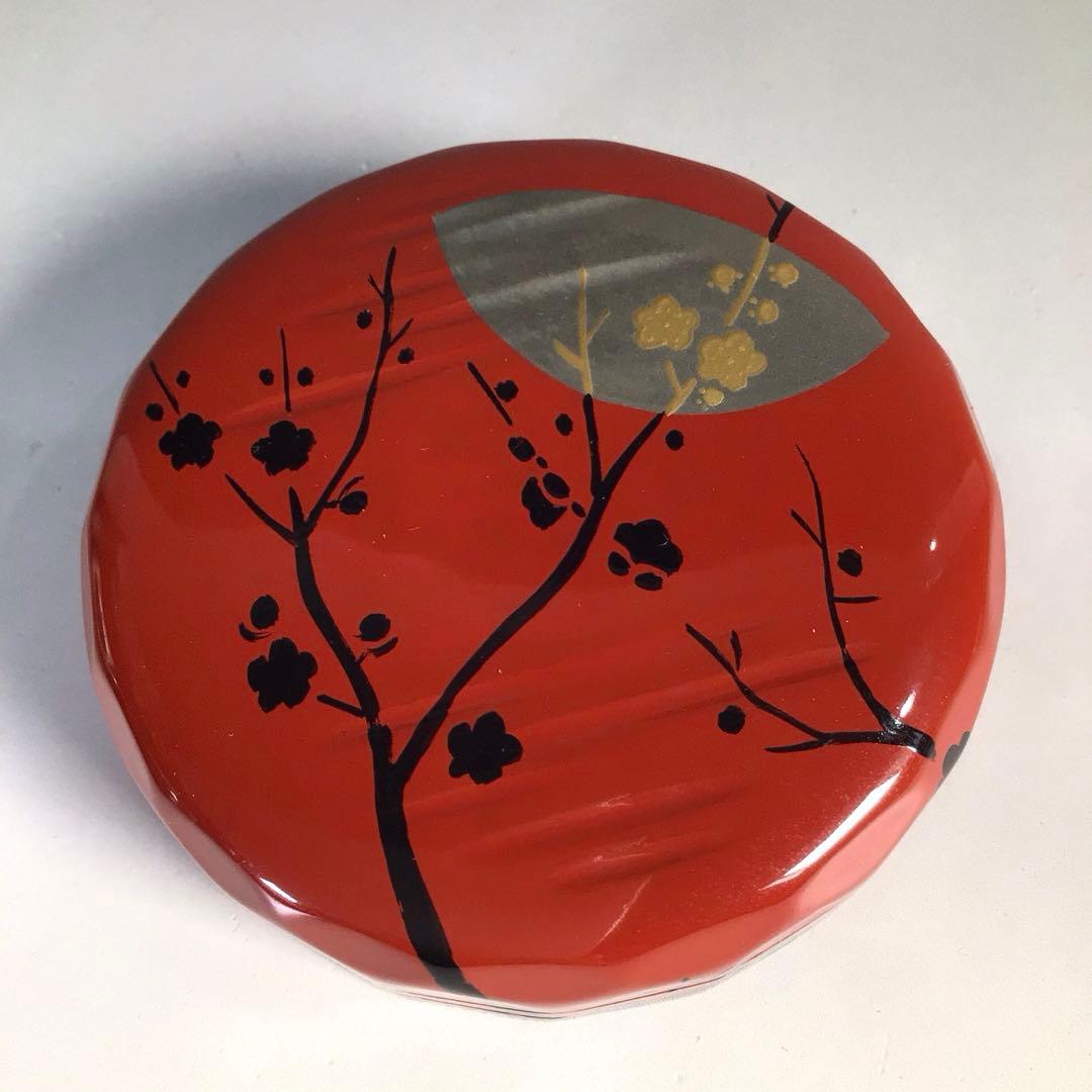 Ｍ６３７　棗　『加賀蒔絵師　早見征一作』『朱漆塗』『梅月蒔絵』　共箱　茶道具