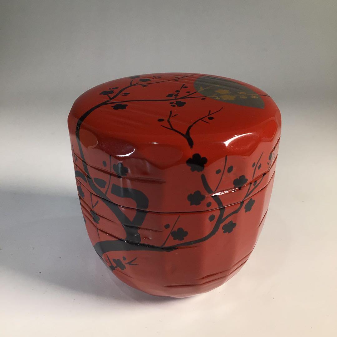 M637 棗 『加賀蒔絵師 早見征一作』『朱漆塗』『梅月蒔絵』 共箱