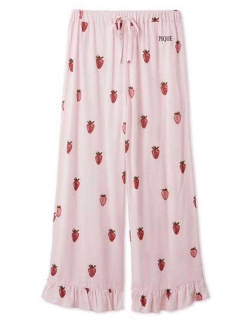 【新品】ジェラートピケ　ストロベリージャガードプルオーバー&ツイルロングパンツ