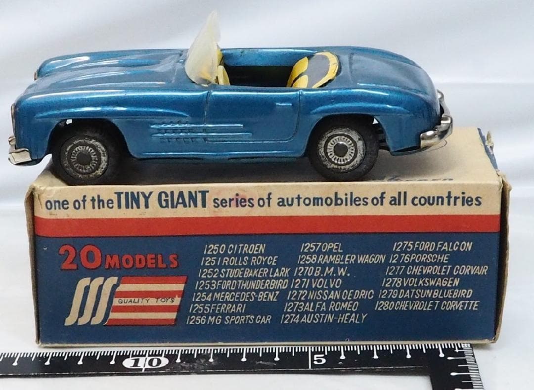 TANY GIANTメルセデスベンツ300SL青Bブリキtin箱付toy car