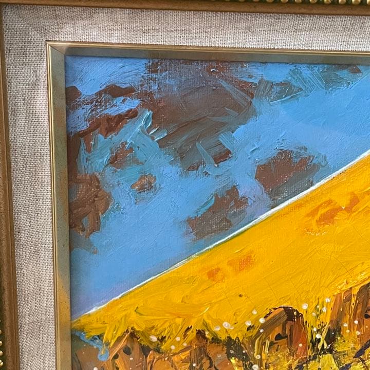 真作　宮本信洲　黄富士　油絵　11万円　商売繁盛　金運