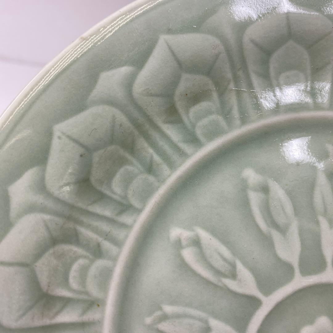 江戸後期　三田青磁　中皿2枚　直径19.3㎝ 東さ7-0202①