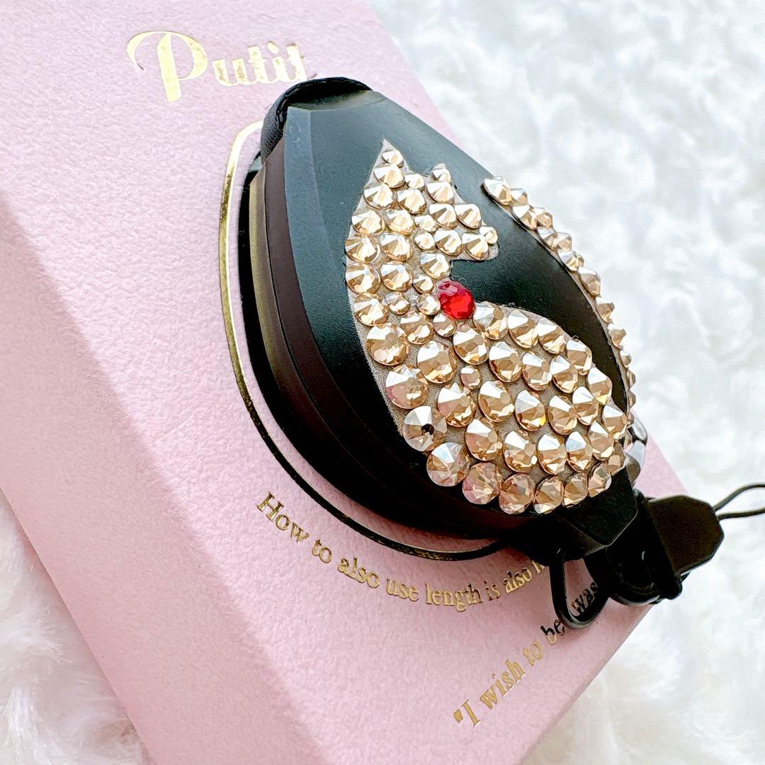 デコプティ ネックストラップ DECOPUTIT 猫 収納式 スワロフスキー