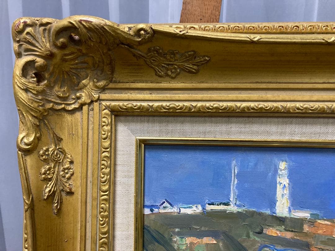 油彩 油絵 【海老沢巌夫】 「犬吠埼」(仮題) 「美術年鑑」掲載作家 F4