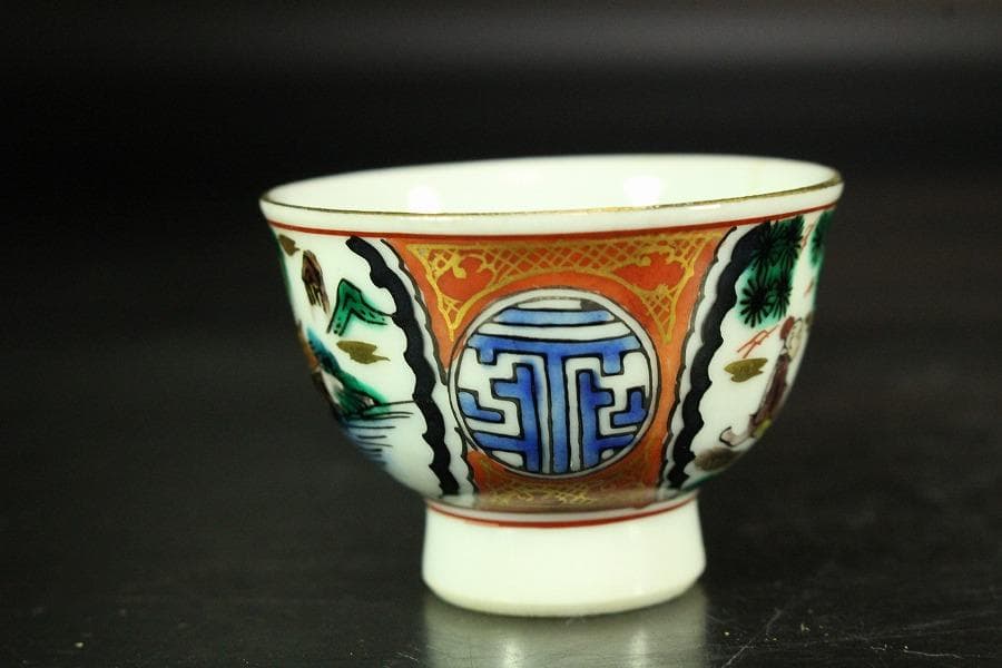 九谷 庄三造 煎茶碗 盃 七個 美品(K-XA913)