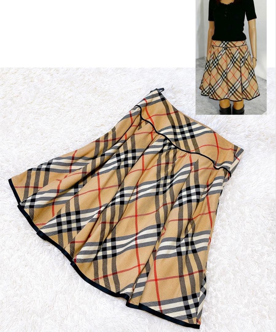 りす♦️バーバリー ブルーレーベル ノバチェック フレアスカート