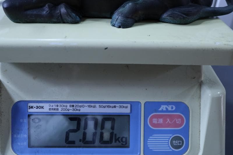 高岡銅器◇鋳銅古銅【夫婦牛】床置き 全幅33㎝/28㎝ 重さ4.2キロ/2キロ