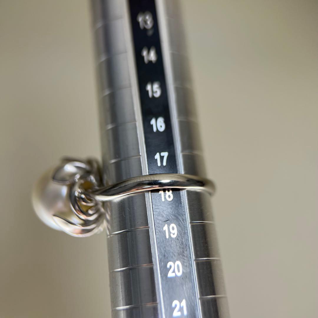 新品】Pt900天然海水白蝶真珠リングダイヤモンドリング