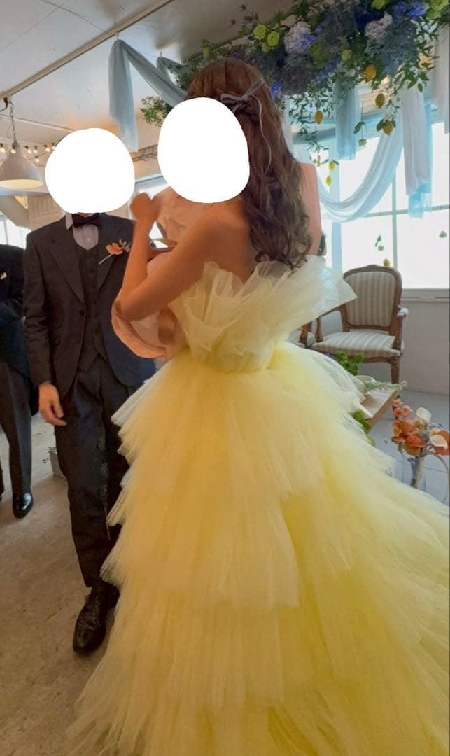 H　【肩紐無し大人デザイン】リボンショルダー フリルドレス（N02）