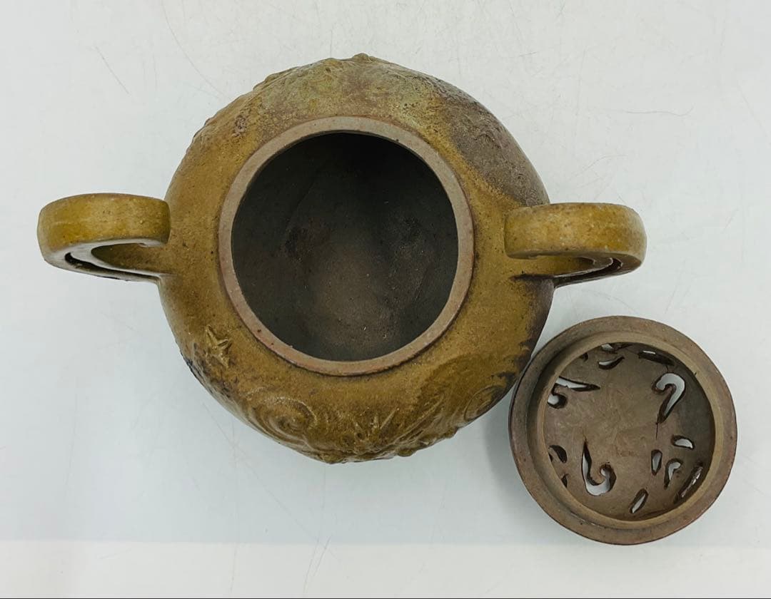 30】☆細工物の名工・小山一草先生 備前焼龍香炉 四方桟共