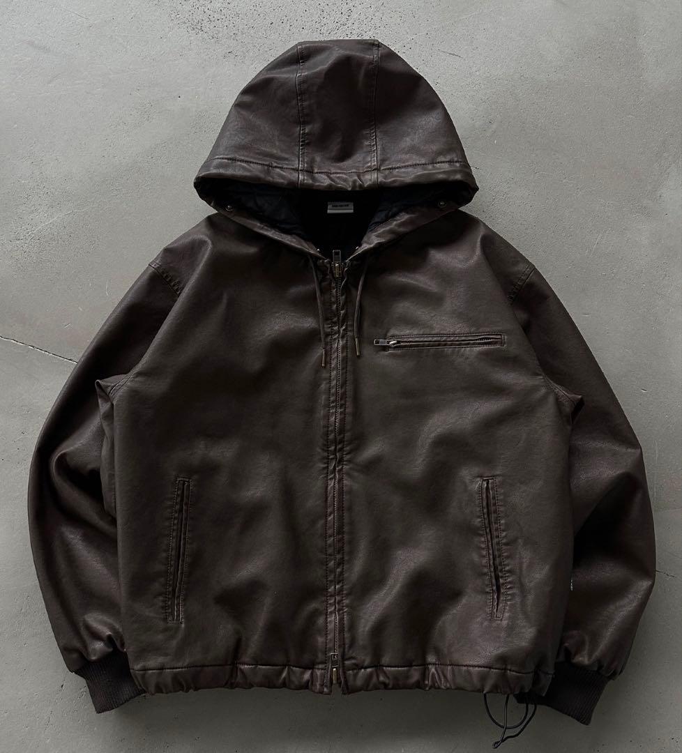 ドローコードダブルジップアーティフィシャル２WAYフードブルゾン