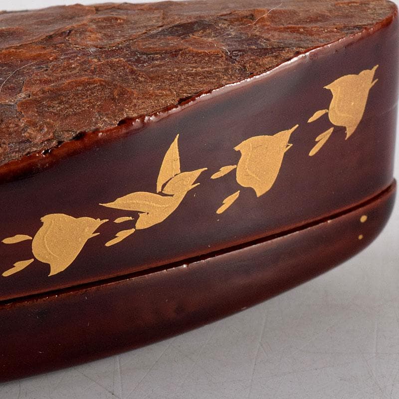 茶道具　塗師　前端春斎　千鳥蒔絵　舟香合　共箱　V　8008