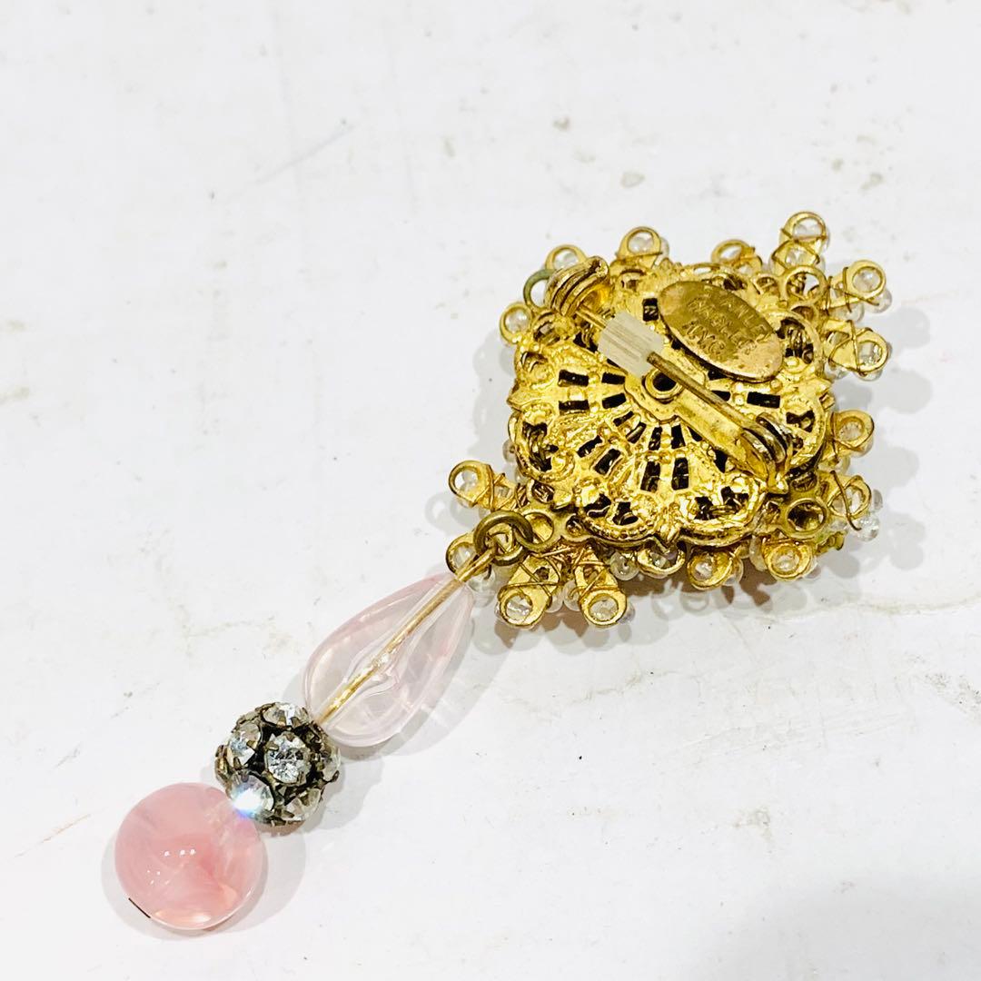 スタンレーハグラー ブローチ コサージュ ビジュー ピンク0112-S5163h