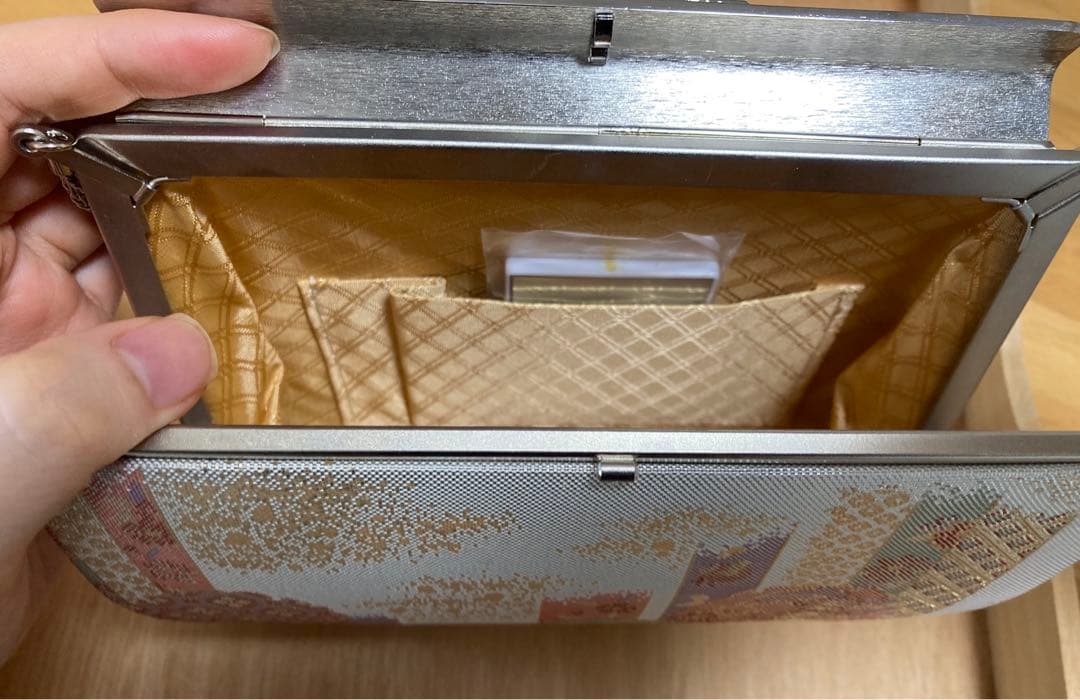 寒色　織の花柄 草履とバッグセット