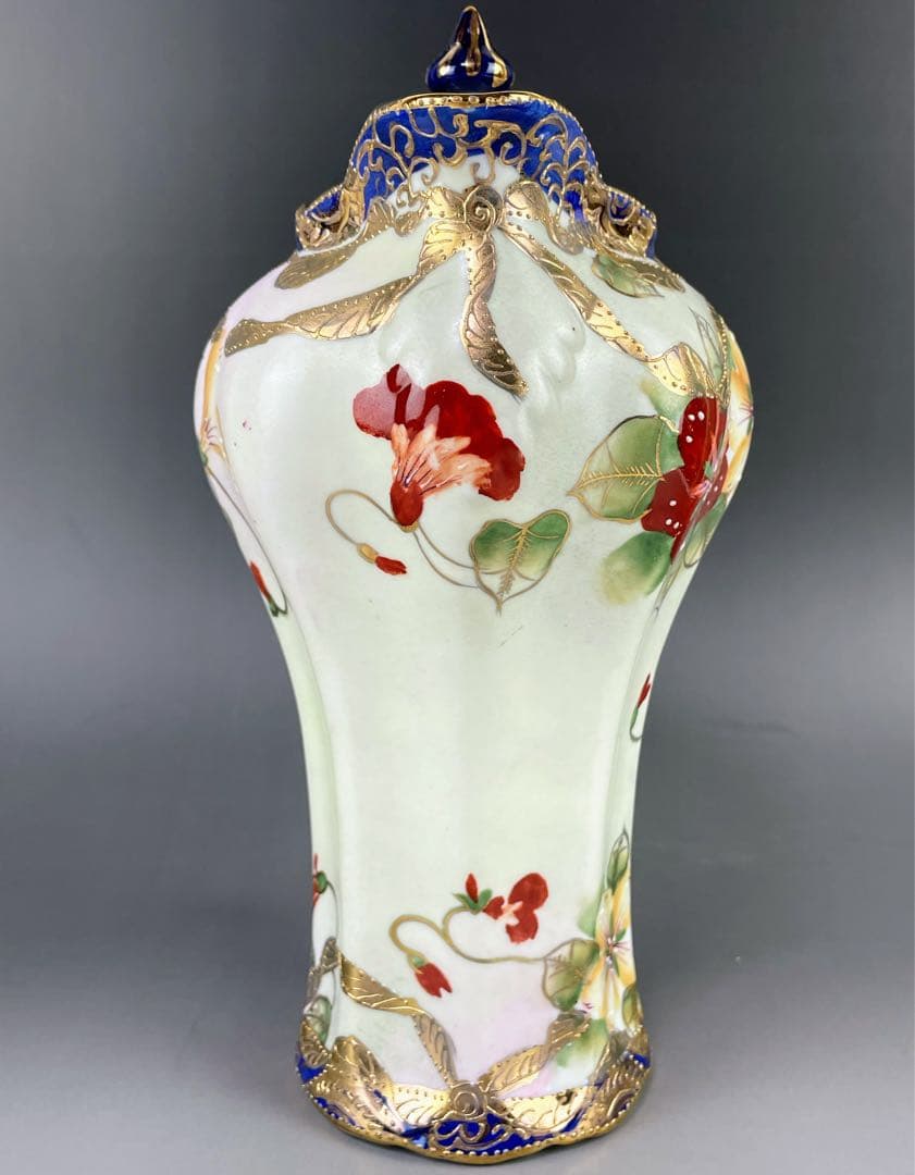 美品】オールドニッポン 約24cm 金盛り 花紋 チョコレートポット ティー