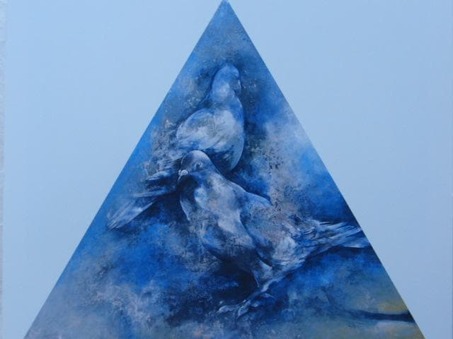 松尾京子、【BLUE BIRDS】、希少な画集画、新品高級額