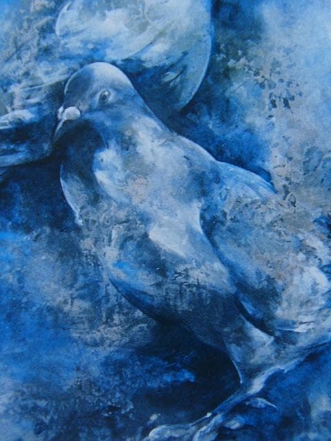 松尾京子、【BLUE BIRDS】、希少な画集画、新品高級額