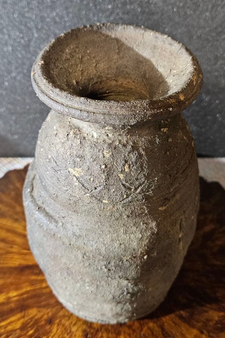 江戸時代 古信楽 檜垣文様 壺 花入れ 花生け 茶道具 茶器 古陶磁器