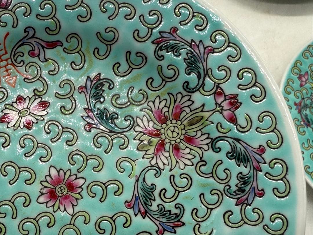 中国　景徳鎮　粉彩急須&お皿6点まとめ　送料込み251106