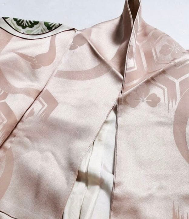 特選アンティークAPSS 鶴地文様 正絹訪問着 綸子 鶴尽くし 古美術 きもの