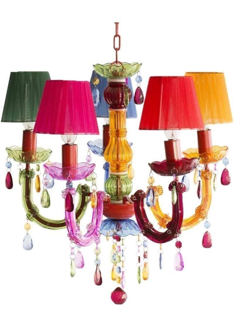 新品未使用】カラフル シャンデリア 5灯 アクリル製 LED対応
